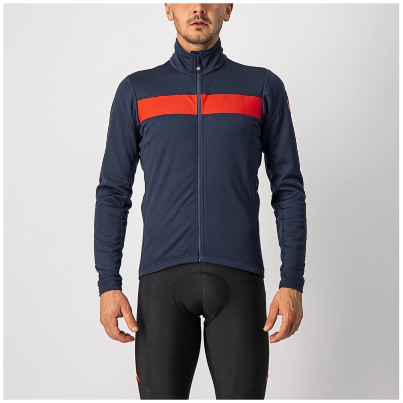 Castelli Paddoppia 3 Jacket - Savile Blue / Red Reflex