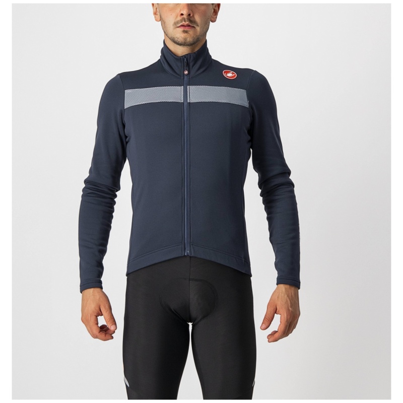 Castelli Puro 3 Jersey FZ - Savile BlueE/Silver Reflex