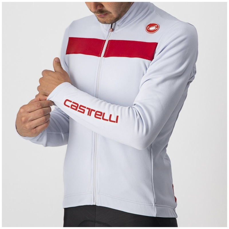 Castelli Puro 3 Jersey FZ - Silver Gray/Red Reflex - Image 3