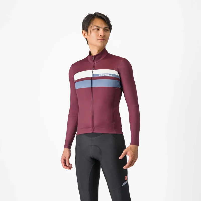 Castelli Lineare Jersey - Deep Bordeaux/Light Steel Blue