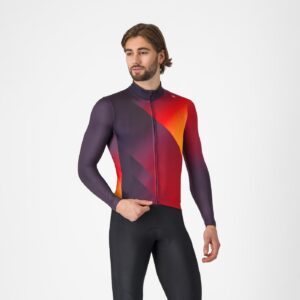 Castelli Amplify Thermal Jersey - Dark Night Shade/Red-Vivid Ora