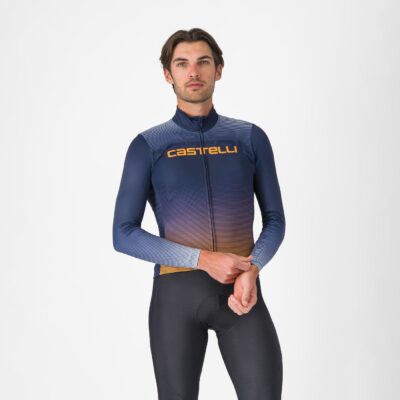 Castelli Apice Thermal Jersey - Belgian Blue/Vivid Orange-Wint