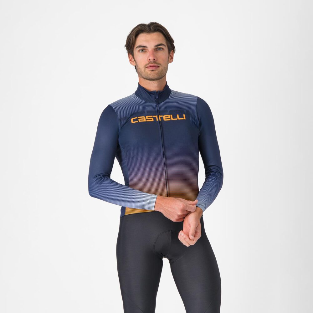 Castelli Apice Thermal Jersey - Belgian Blue/Vivid Orange-Wint