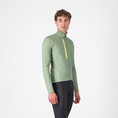 Castelli Entrata Thermal Jersey - Green Pepper / Electric Lime