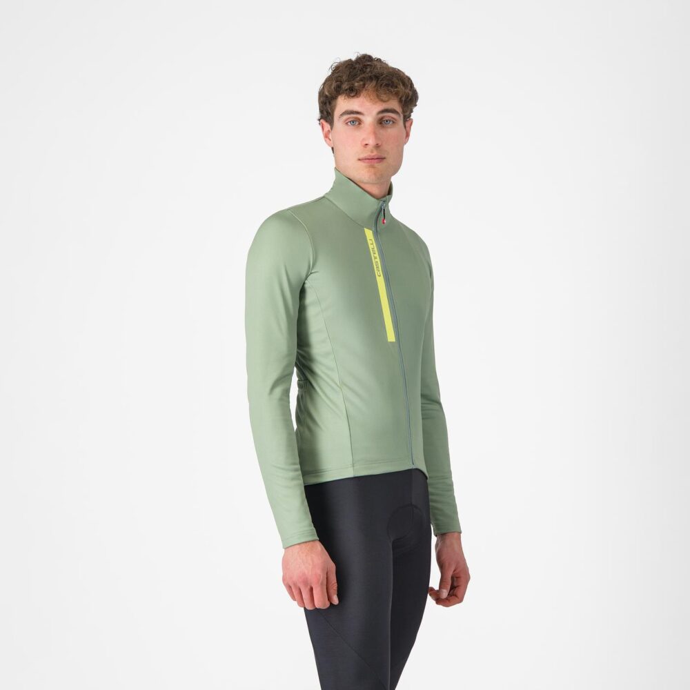 Castelli Entrata Thermal Jersey - Green Pepper / Electric Lime
