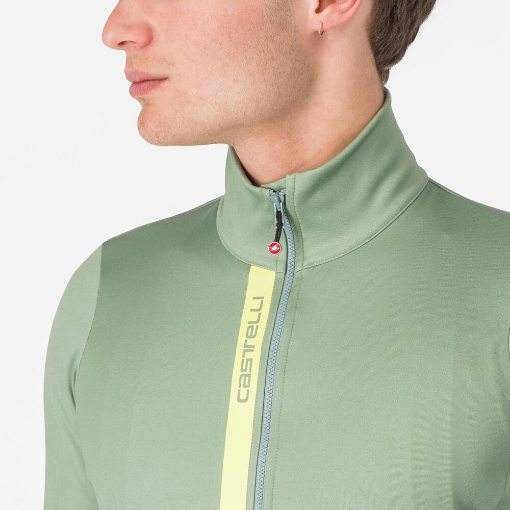 Castelli Entrata Thermal Jersey - Green Pepper / Electric Lime - Image 3