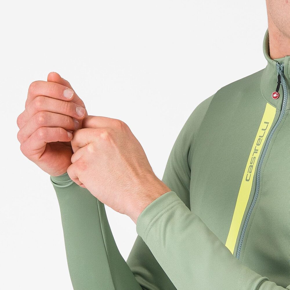 Castelli Entrata Thermal Jersey - Green Pepper / Electric Lime - Image 5